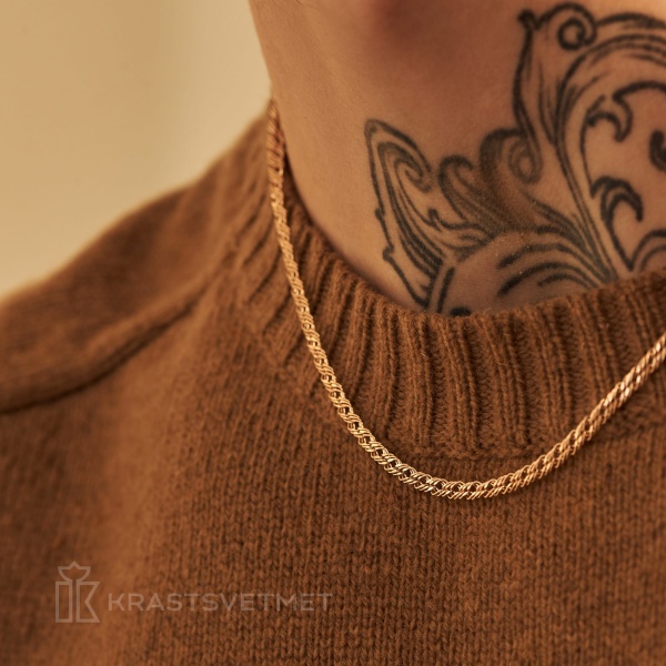 Цепь из красного золота 585, плетение «Ромб тройной»